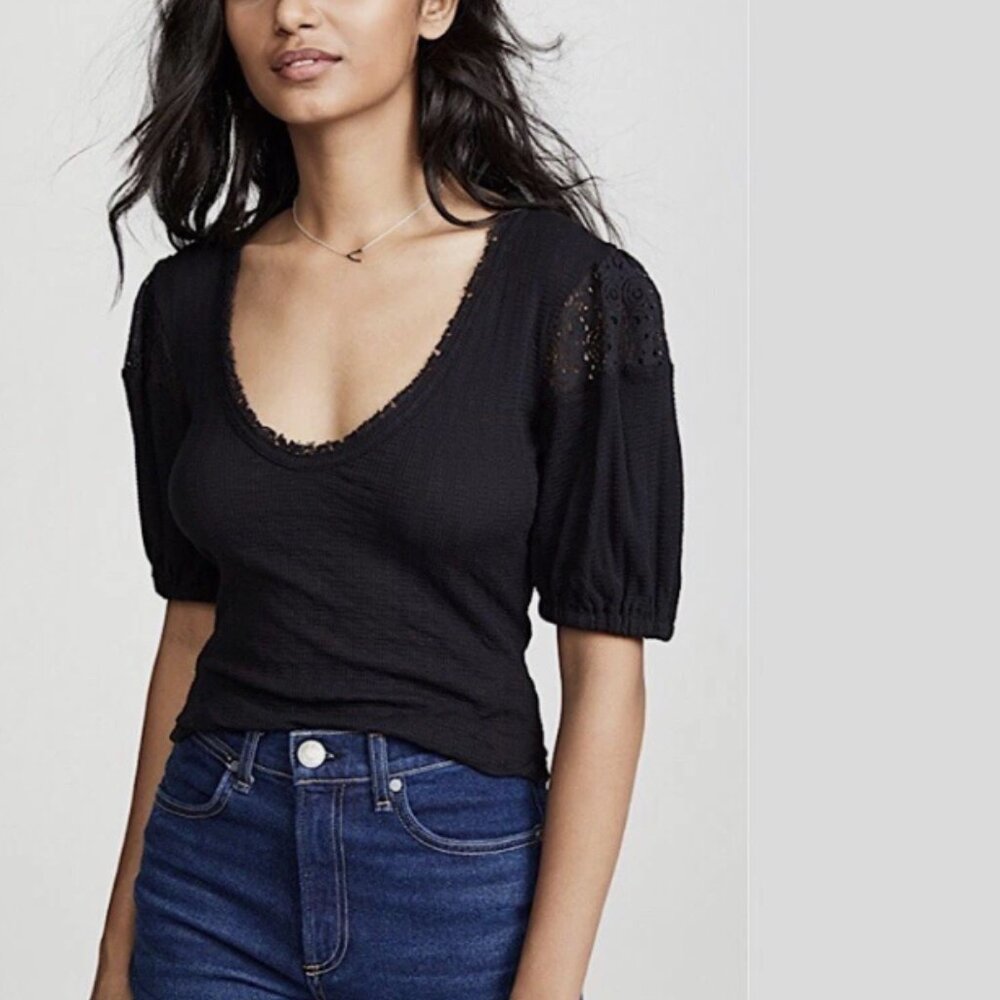 NWT Free People St. James Top In Black